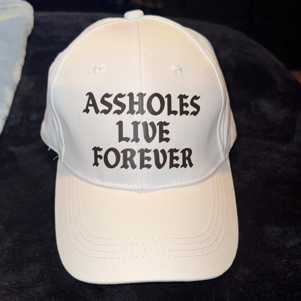 White Cap with Bold Text